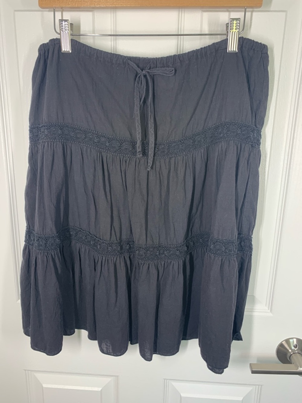Vintage Tommy Bahama black cotton tiered skirt size medium